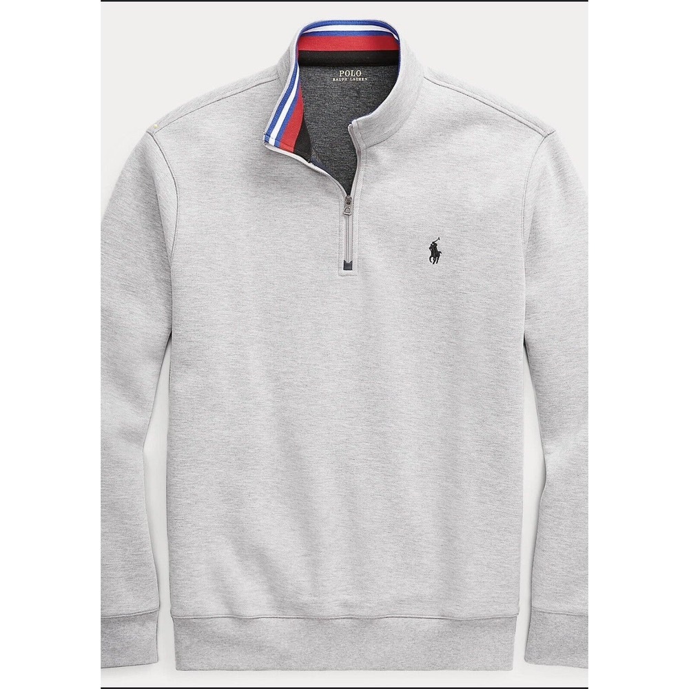 Ralph Lauren Mens 2XL Gray Double-Knit Mesh Pullover Sweater Andover Heather‎